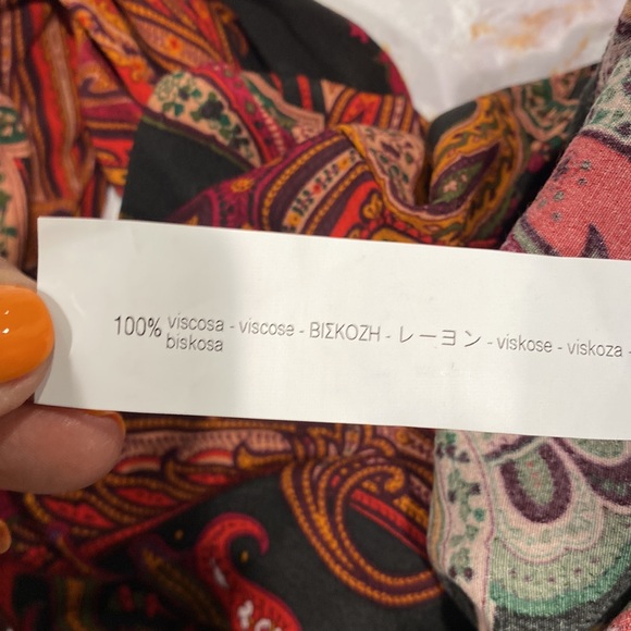 Zara women paisley blouse. Features ruffle collar sleeves & front placket. SZ M - Picture 4 of 7